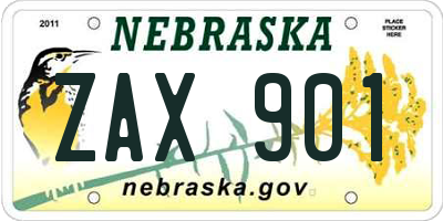 NE license plate ZAX901