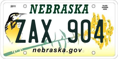 NE license plate ZAX904