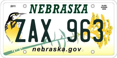 NE license plate ZAX963
