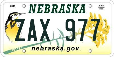 NE license plate ZAX977
