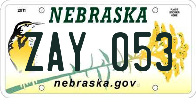 NE license plate ZAY053
