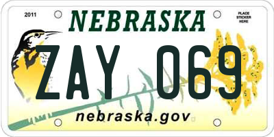 NE license plate ZAY069