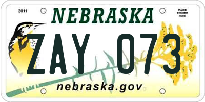 NE license plate ZAY073