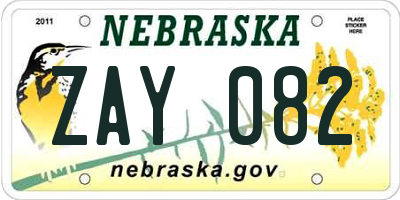 NE license plate ZAY082