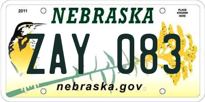 NE license plate ZAY083