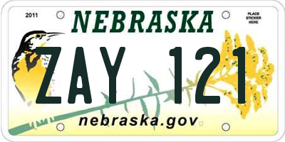 NE license plate ZAY121
