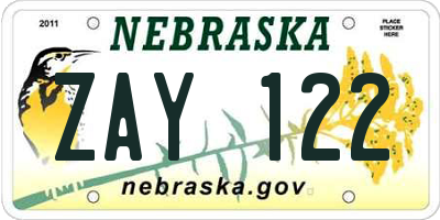 NE license plate ZAY122