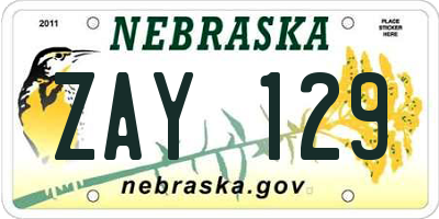 NE license plate ZAY129