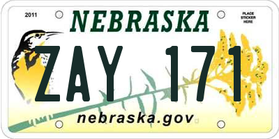 NE license plate ZAY171