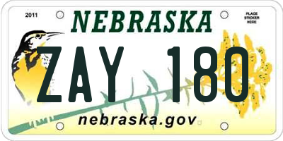 NE license plate ZAY180