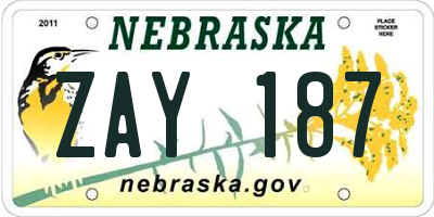 NE license plate ZAY187