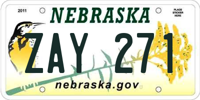 NE license plate ZAY271