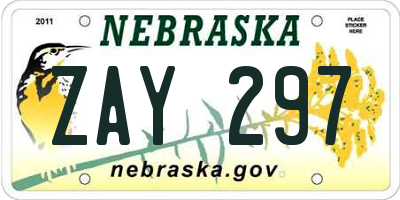 NE license plate ZAY297