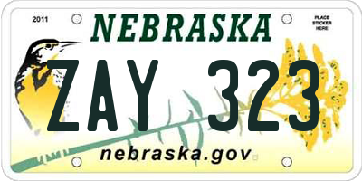 NE license plate ZAY323