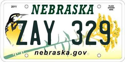 NE license plate ZAY329
