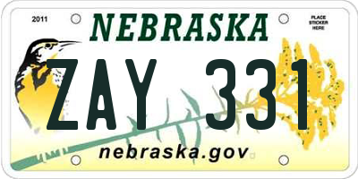 NE license plate ZAY331
