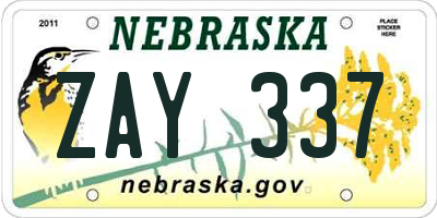 NE license plate ZAY337