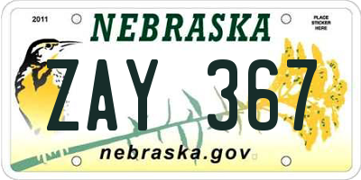 NE license plate ZAY367