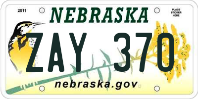 NE license plate ZAY370