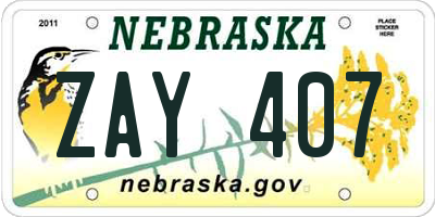 NE license plate ZAY407