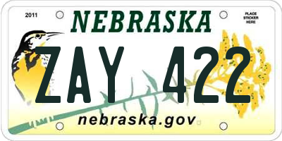 NE license plate ZAY422