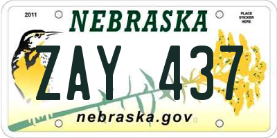NE license plate ZAY437