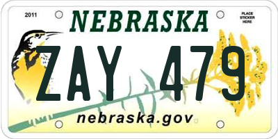 NE license plate ZAY479