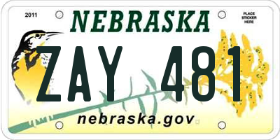 NE license plate ZAY481