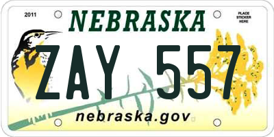 NE license plate ZAY557