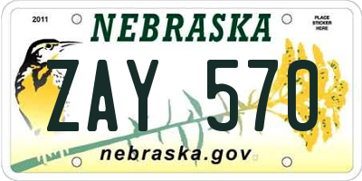 NE license plate ZAY570
