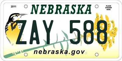 NE license plate ZAY588