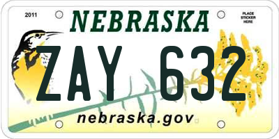 NE license plate ZAY632