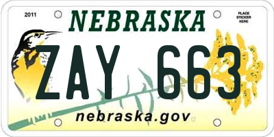 NE license plate ZAY663