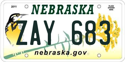 NE license plate ZAY683