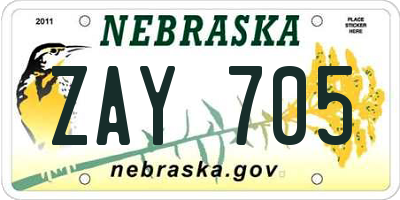 NE license plate ZAY705