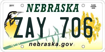 NE license plate ZAY706