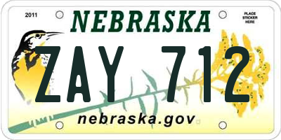 NE license plate ZAY712