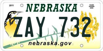 NE license plate ZAY732