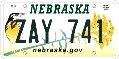 NE license plate ZAY741