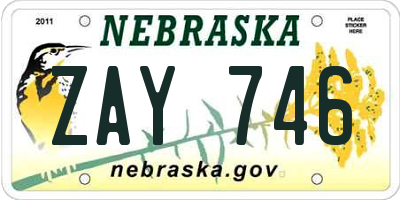 NE license plate ZAY746