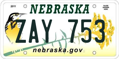 NE license plate ZAY753