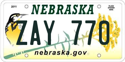 NE license plate ZAY770