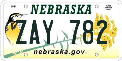 NE license plate ZAY782