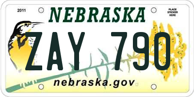 NE license plate ZAY790