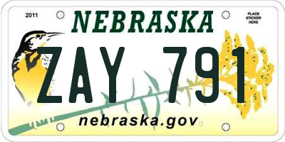 NE license plate ZAY791
