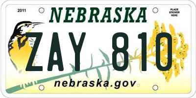 NE license plate ZAY810