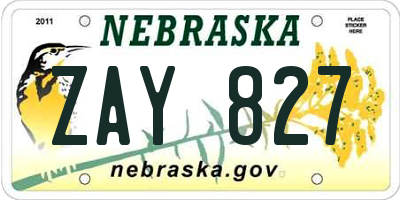 NE license plate ZAY827