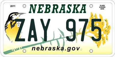 NE license plate ZAY975