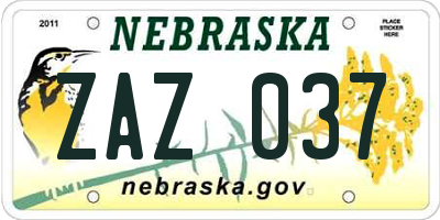 NE license plate ZAZ037