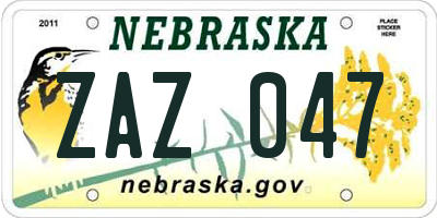 NE license plate ZAZ047